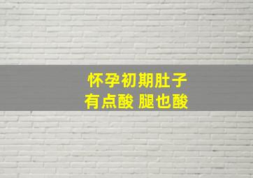 怀孕初期肚子有点酸 腿也酸